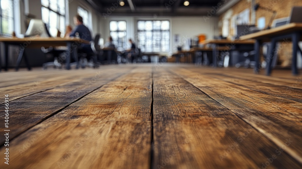 Modern office space, wooden floor Modern office space, wooden floor