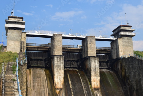 Wallpaper Mural dam with three shutter dam no water flow water stopped in dam with sky view landscape photo for dam  Torontodigital.ca
