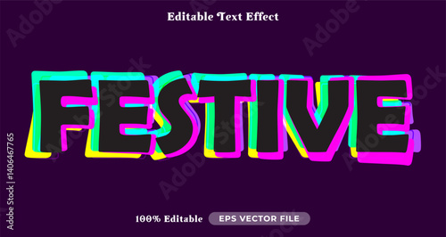 festive 3d logo template editable text effect style