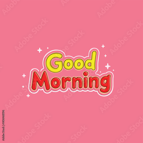 A cheerful greeting wishing everyone a good morning with a fun and colorful lettering design.