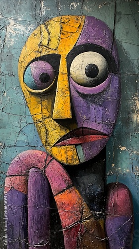 Textured Abstract Face Art Photo With Striking Colors And Unique Character Expression