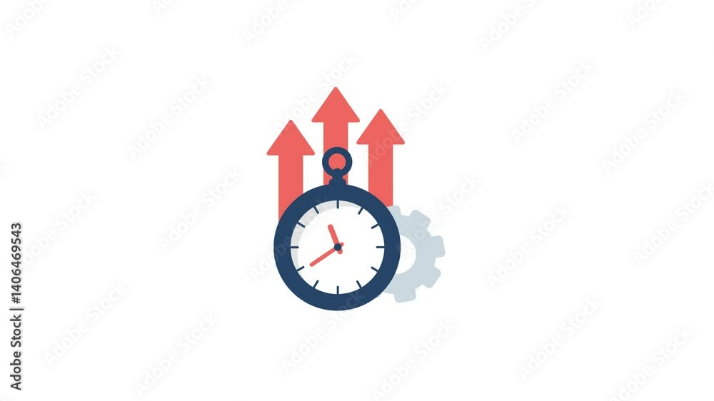 4k Timer Clock with Arrow. Productivity Concept Animation Video 