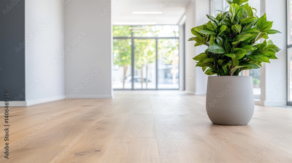 custom made wallpaper toronto digitalModern minimalist interior design with hardwood floors and potted plant