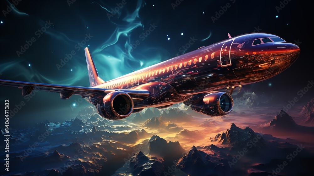 Fototapeta premium Airplane Taking Off Banner Abstract Image of a Start.