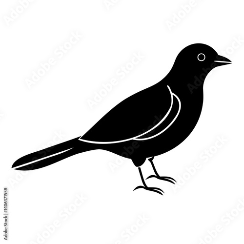 Minimalist Myna Bird Vector Illustration Silhouette Line Art on Transparent Background