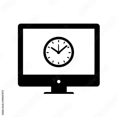 Analog clock face shown on a desktop computer screen symbolizing time tracking, scheduling, and time management in digital environments