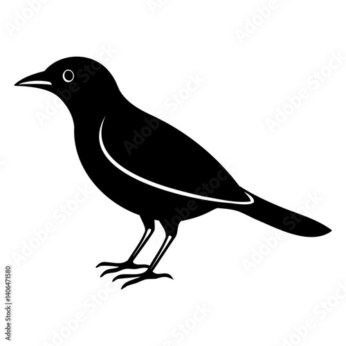High-Quality Myna Bird Line Art Black Vector Isolated on Transparent Background