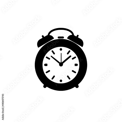 Outlined icon of a mechanical alarm clock with hour and minute hands symbolizing punctuality and routine