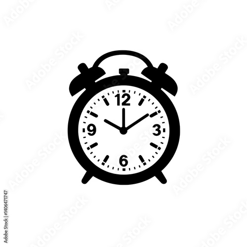 Classic alarm clock icon with bells and hands representing traditional timekeeping and wake-up device