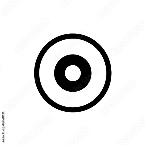 Minimalist icon of a compact disc or DVD in a circular outline representing optical media and digital storage