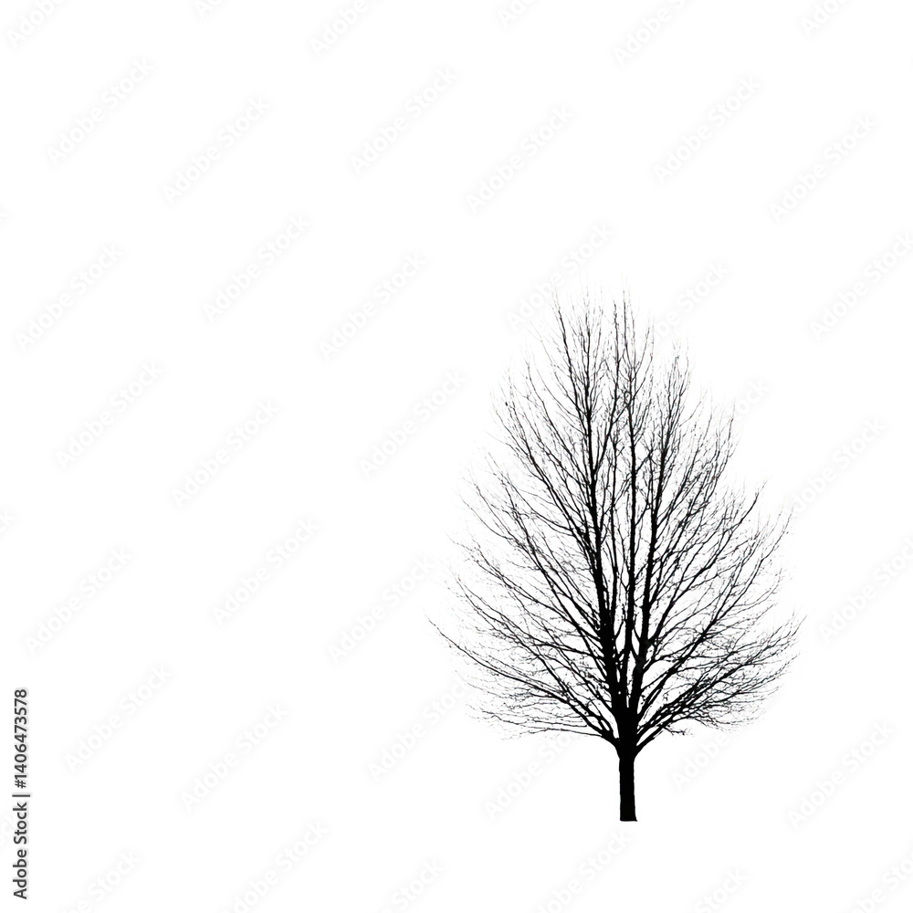 Obraz premium White Tree Silhouette on Black Background