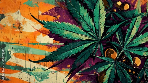 Bold Cannabis Celebration Day Artwork with Vibrant Colors and Design