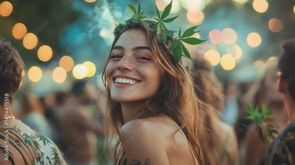 Joyful Celebration of Cannabis Culture at Outdoor Festival Event