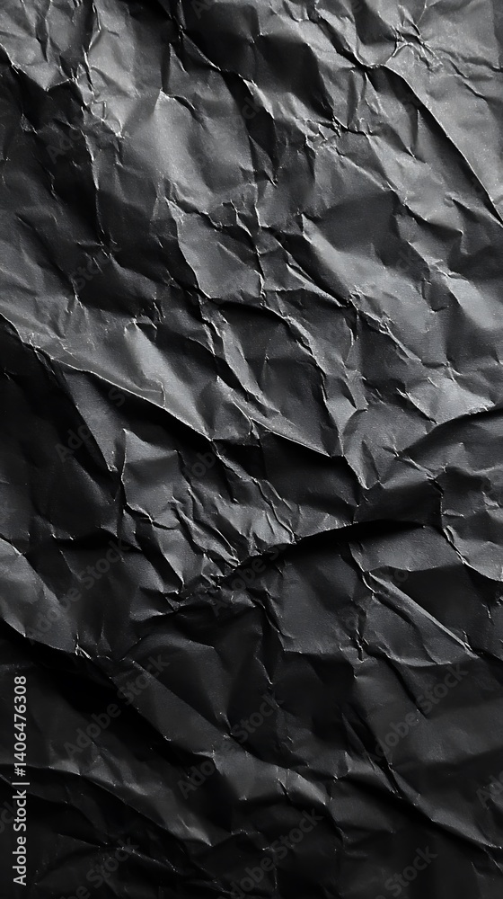 Crumpled dark paper, an abstract backdrop emphasizing texture nuances Crumpled dark paper, an abstract backdrop emphasizing texture nuances