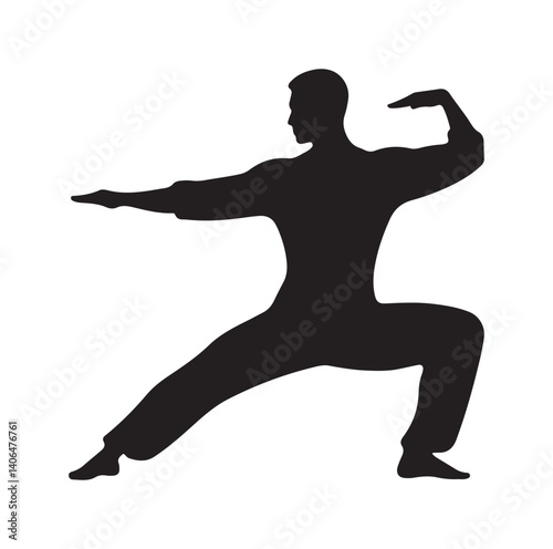 Tai Chi pose silhouette vector illustration