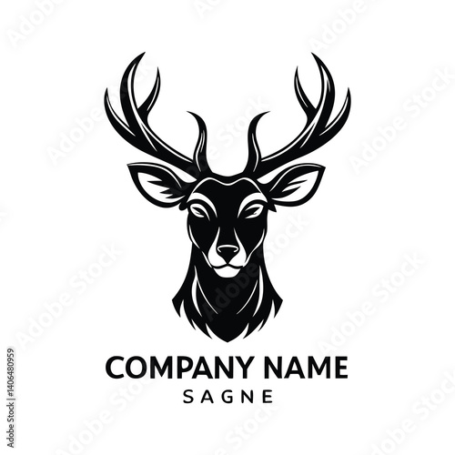 Silhouetted deer head logo