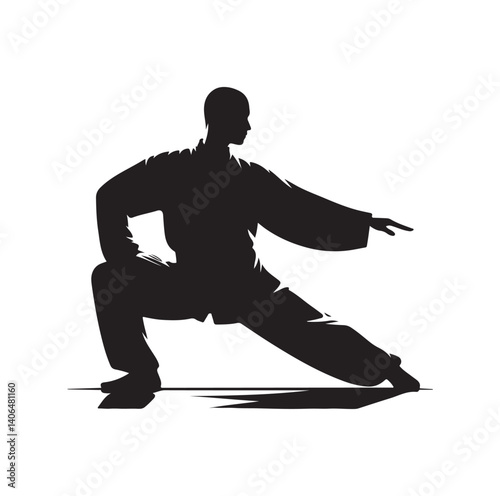 Tai Chi pose silhouette vector illustration