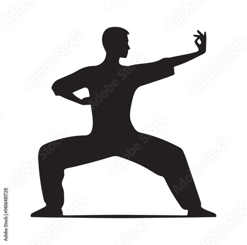 Tai Chi pose silhouette vector illustration