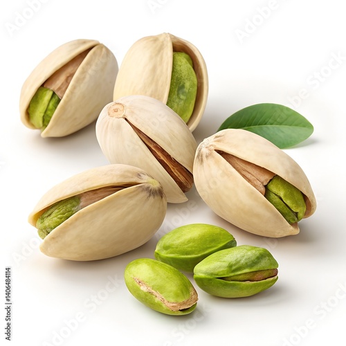 Wallpaper Mural Pistachios, whole, cracked open, and shelled, pale beige shells with vibrant green nuts, detailed texture, photorealistic quality Torontodigital.ca