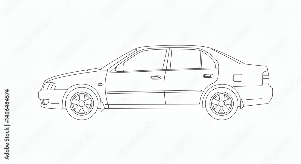 Fototapeta premium Sedan car outline isolated on with background