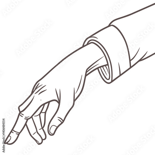 Old Lady Hand Reaching Out Vector Illustration