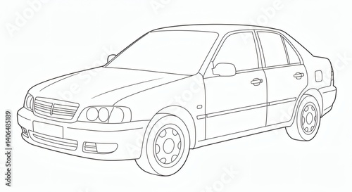 Sedan car outline isolated on with background