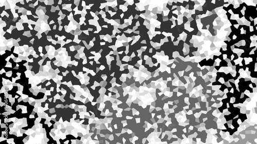small irregular pieces scattered across light surface. grayscale terrazzo design with natural stone shapes. random pattern of chips in soft neutral tones.