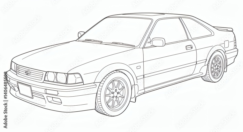 Fototapeta premium Sedan car outline isolated on with background