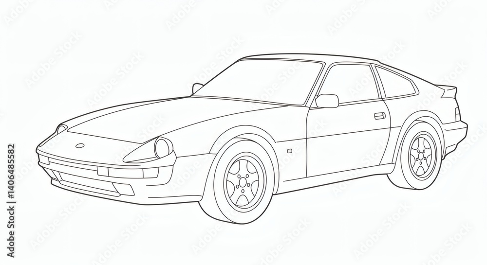 Naklejka premium Sport car outline isolated on white background