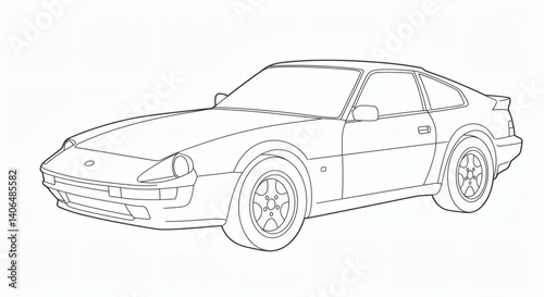 Sport car outline isolated on white background