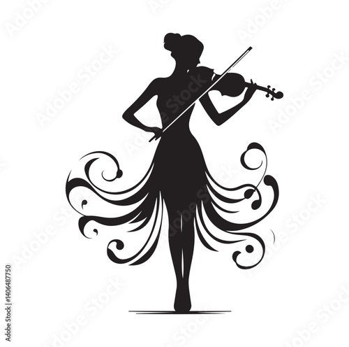 Violinist silhouette vector illustration