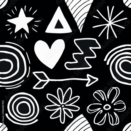 14.epA seamless abstract pattern featuring colorful geometric shapes in a playful and modern design. Ideal for textile prints, wallpapers, wrapping paper, and digital backgrounds.s