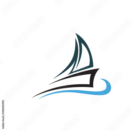 Silhouette of Dhow logo design  Traditional Sailboat