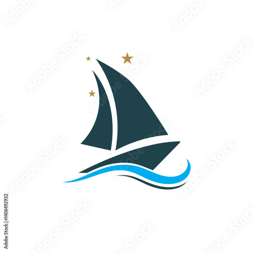 Silhouette of Dhow logo design  Traditional Sailboat