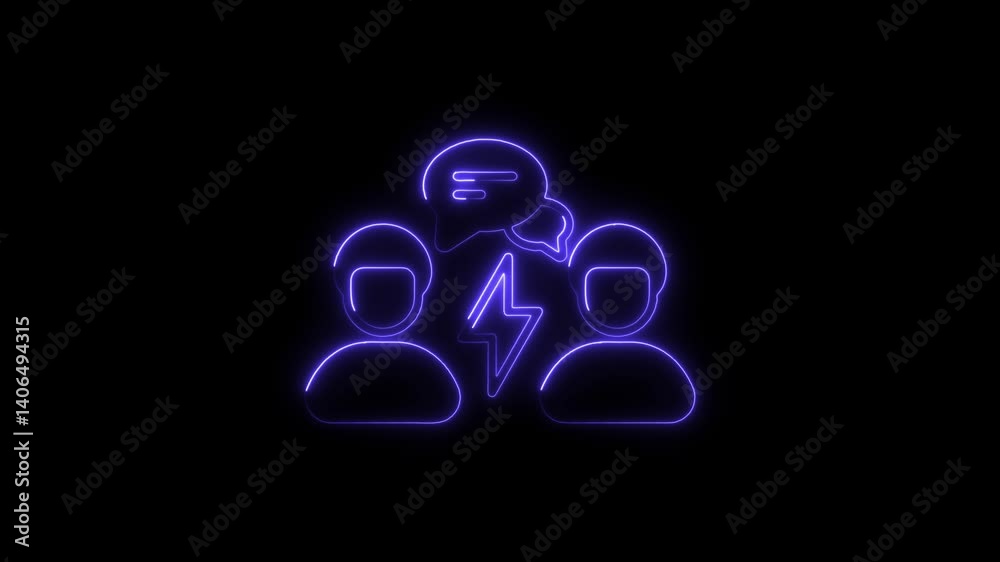 Glowing neon debate icon 4k isolated on black background. HD Video motion graphic animation Glowing neon debate icon 4k isolated on black background. HD Video motion graphic animation