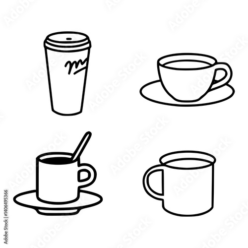 outline drawings of hot drink containers