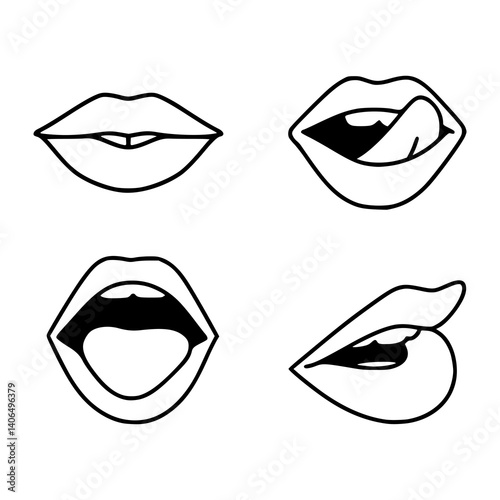 various lip expressions line art