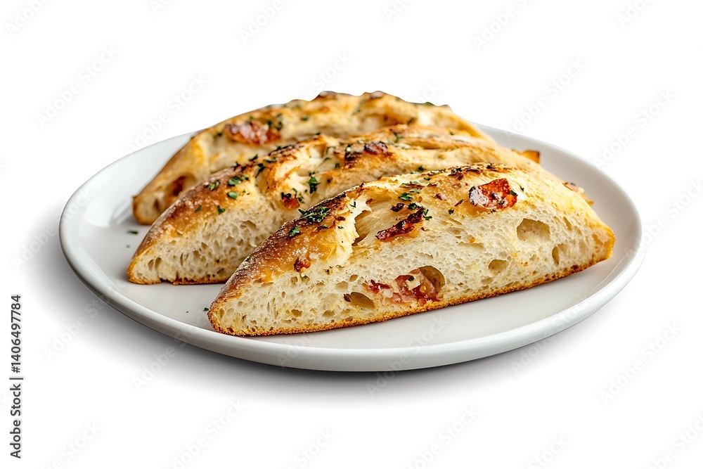 Slices bread on a plate isolated on white background Slices bread on a plate isolated on white background