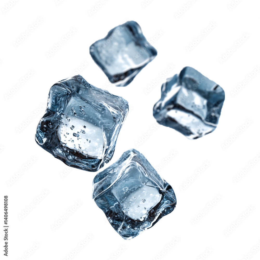 Obraz premium Four flying ice cubes cut out