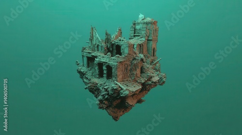 Submerged, crumbling ruins of a medieval abbey. photo