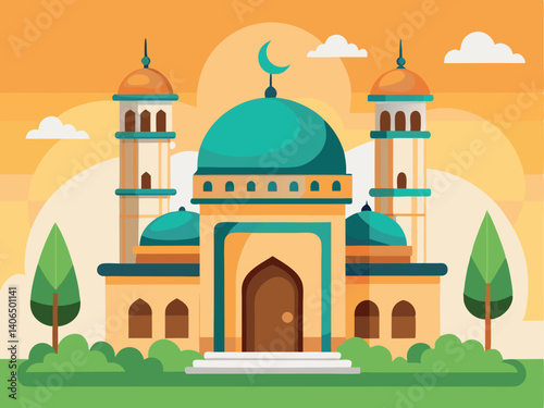 colorful mosque background vector illustration