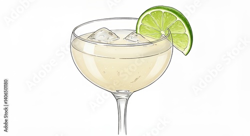 Wallpaper Mural Elegant light colored cocktail illustration Torontodigital.ca