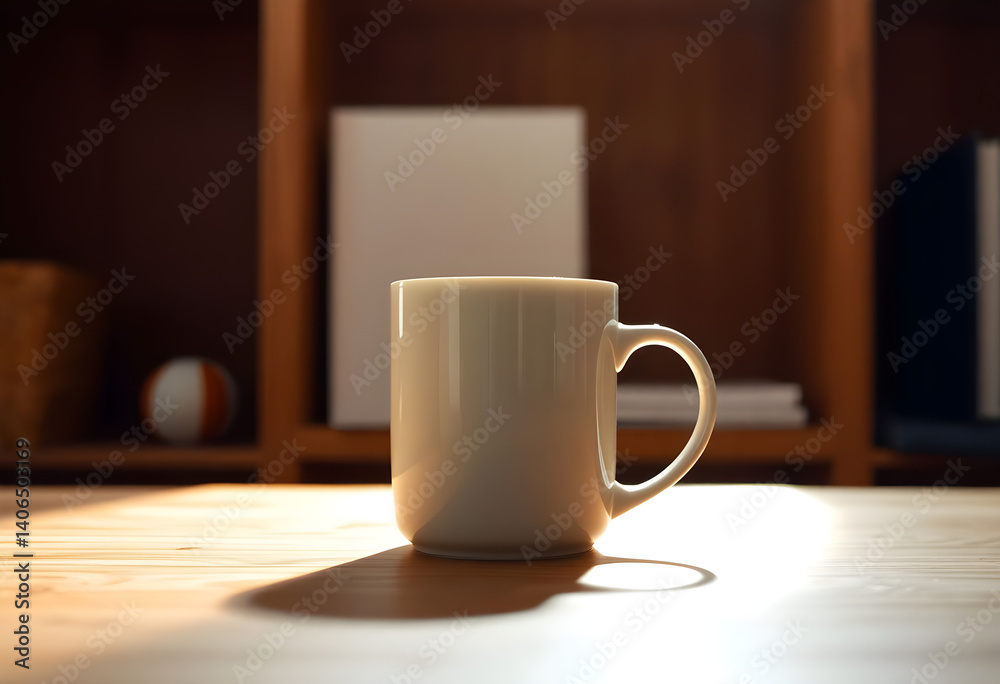 Obraz premium white coffee cup sitting on top of a wooden table