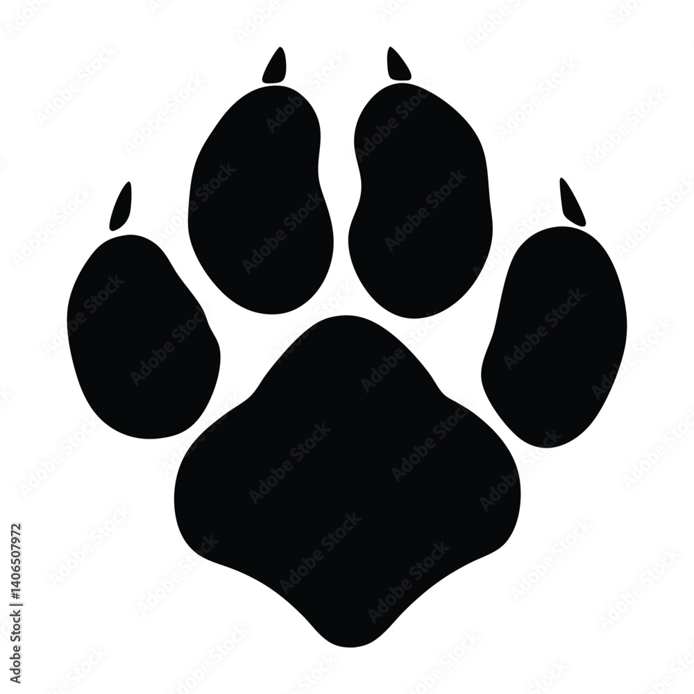 Animal paw vector silhouette