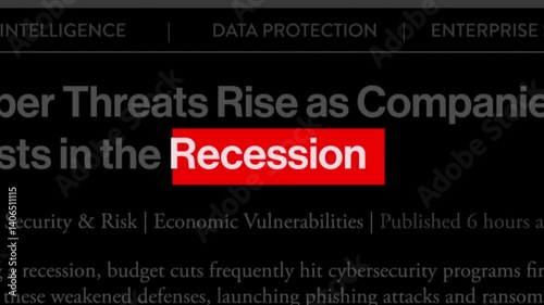 recession news article headline text animation 