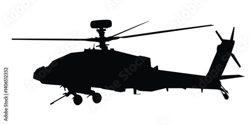 illustration of apache helicopter silhouette isolated on white background high quality illustration