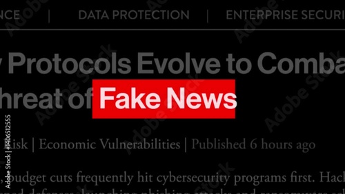 black and white fake news headline text animation