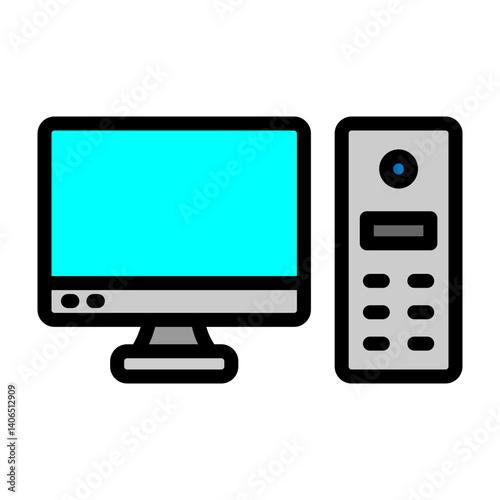 Desktop Computer Vector Filled Icon Design
