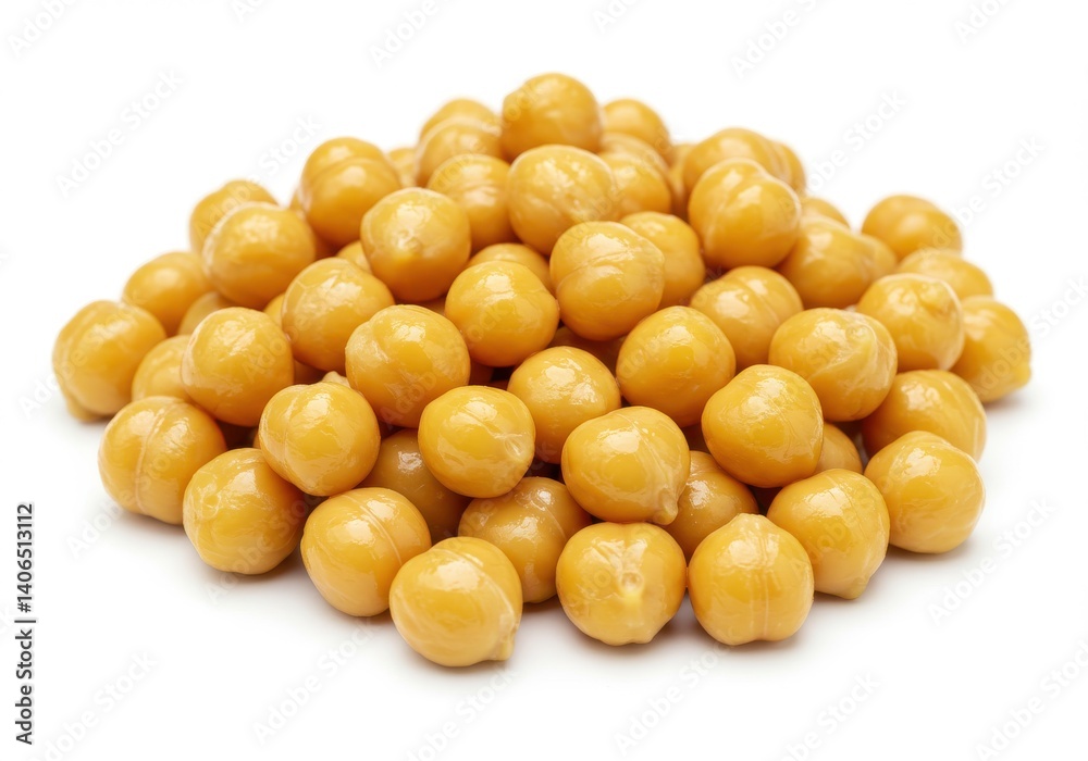 A close up shot of a pile of cooked chickpeas on a white background in a studio setting today A close up shot of a pile of cooked chickpeas on a white background in a studio setting today