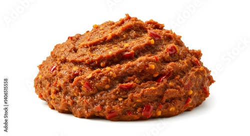 Thai red curry paste isolated on white background
